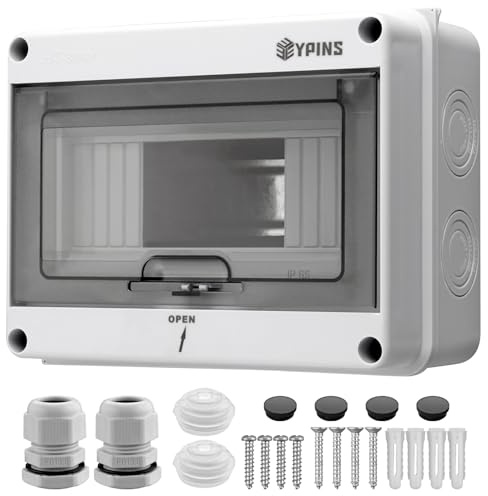EYPINS Elektrischer Koffer, 8 Module, für den Außenbereich, wasserdicht, IP65, mit integrierten Anschlüssen und Schienen, ABS-Oberfläche, Kunststoff, mit transparenter Tür, für die Verwendung im Innen