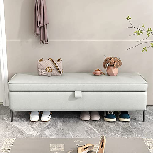 RavgeN Aufbewahrungsbank, Ottomane-Bank mit Stauraum aus Kunstleder, Premium-Bettbank mit Stauraum, Moderne Polsterbank, Schuhbank, Schlafzimmerbank, Grau, 90 x 40 x 45 cm (35 x 16 x 18 Zoll)