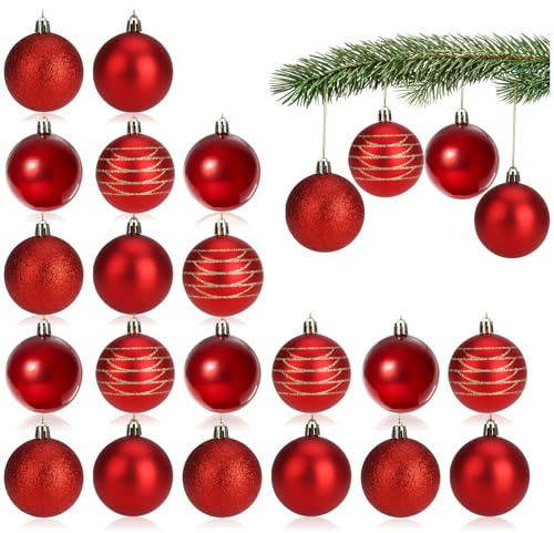 Com-four® 24x Boules de Noël en Plastique - Décorations pour Sapin de Noël - Ornements d'Arbre