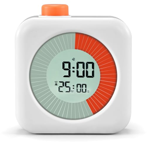 BlueSwan Temporizador visual digital de 60 minutos con pantalla LCD con temporizador, reloj y función de alarma, para casa, cocina, baño, baño, escuela, blanco