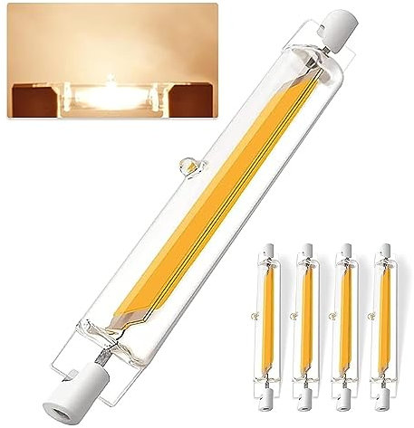 R7S LED 118mm Dimmbar Glühbirne, 20W R7S LED 118mm Lampen Ersatz 200W Halogen Lampen, R7S LED COB Birne Warmweiß 3000K 2000LM, LED Stablampe 360 Grad Licht, AC 220-240V, 4er Pack
