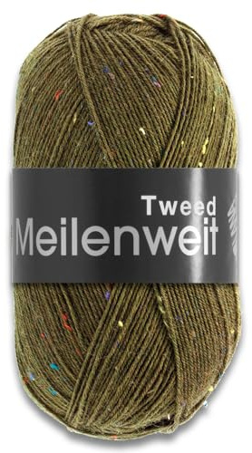 Frida's Wollhaus Lana Grossa 100 g Meilenweit 100 Tweed Sockenwolle Stricken Garn 20 Farben (168 | Lodengrün)