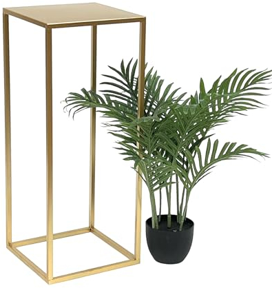 DanDiBo Sgabello per fiori in metallo dorato, rettangolare, tavolino da tavolo 96506 con colonna di fiori, moderno supporto per piante (70 cm)