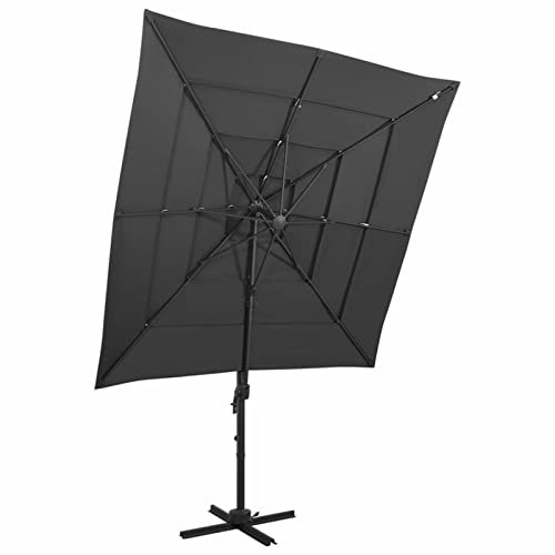 BaraSh Sombrilla de 4 Niveles con Poste Aluminio Antracita 250x250 cm Toldos Exterior Terraza Sombrilla De JardíN
