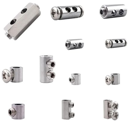 Xotiq Drahtseilklemme 1–4 mm verstellbare Stahldrahtseil-Schnallenklemme, Lampen-Hängeklemmen, Teleskop-Doppelloch-Gewindeklemmen Seilklemme (Size : D 20pcs)
