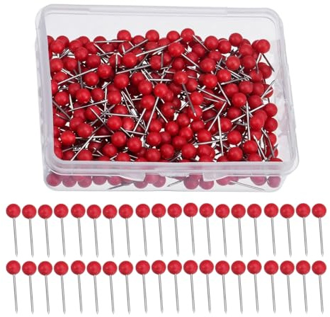 HUAZIZ 400 Pièces Carte Punaises Rouge, Broche Poussoir, Epingles à tête Ronde, épingles Carte, Tête Carte Punaises Ronde Petite Carte Tacks, Épingles Murales avec Pointe en Acier et tête en Plastiqu