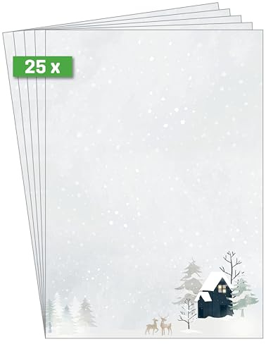 SIGEL Weihnachtsbriefpapier Cozy Christmas Watercolor A4 25 Blatt | DP601, Aquarelldesign auf nachhaltigem Papier für Einladungen und Grüße