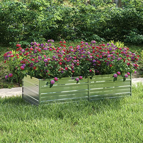 BaraSh Arriate de Acero galvanizado Plateado 160x80x45 cm Jardinera Rectangular Jardinera Acero
