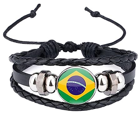 GONMFKM Bracciale Con Bandiera Alla Moda In Pietra Del Tempo Del Brasile Bracciale Regolabile Con Bandiera Intrecciata Colorata Del Brasile, Bracciale Intrecciato Fatto A Mano Con Bandiera Paracord