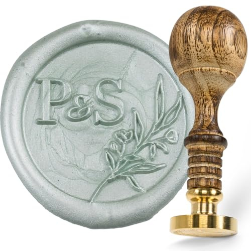 gravurART Siegelstempel personalisiert mit Initialen - Einladungen zur Hochzeit mit individuellem Wachsstempel verzieren Gravur im Design Emma