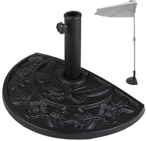 BAKAJI Base per Ombrellone da Giardino Forma Mezza Luna, Supporto per Palo Ombrelloni 38/48mm, Sistema Stabile Anti Capovolgimento, Ideale per Patio, Balcone, Esterno, Ø 50 x 32 x 32 cm