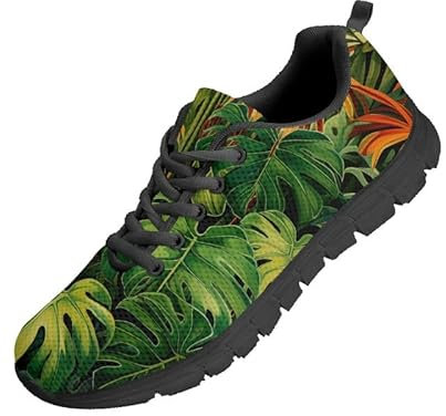 Kuiaobaty Baskets tendance pour femme, baskets de marche pour le travail, debout longtemps, chaussures de sport confortables pour homme, Plantes tropicales., 39.5 EU