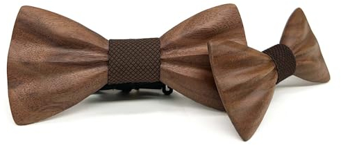 HZQIFEI Vater-Sohn-Fliege-Set, 2-teilig, Holzfliege, Herren, Kinder, verstellbar, für Abendveranstaltungen, Partys, Hochzeiten, Zeremonien, Stil #06, Ensemble de 2 pièces