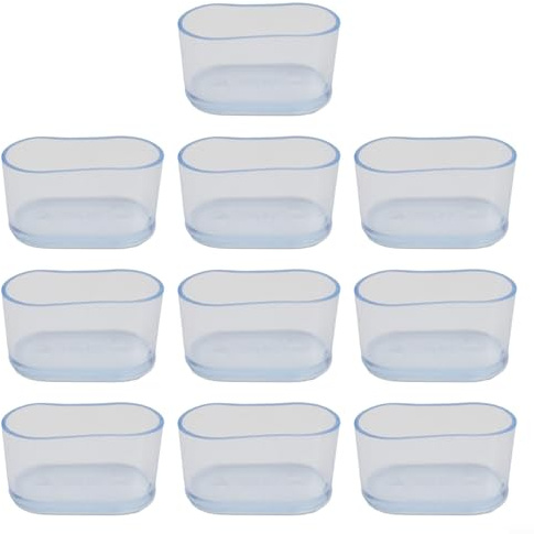 Möbel-/Tischfüße, Bodenschoner, Gummi, ovale Abdeckungen, 10 Stück (transparent, 25 x 50 mm)