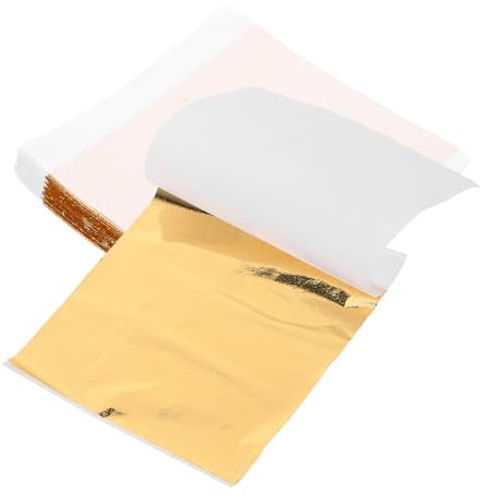 SEWACC 100blätter Goldfolie Blätter Dekorative Goldflocken Für Bastelarbeiten DIY Handwerkszubehör Imitation Gold Für Kreative Projekte Möbel Und Wohnraumgestaltung