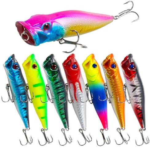 Schwimmende Köder Popper Angelköder Topwater Harte Kunstköder Crankbaits Popper Meeresköder für Zander Wobbler Bass Hecht Barsch Salzwasser Süßwasser