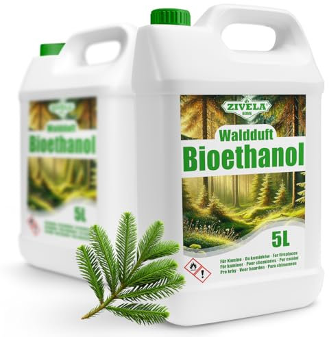 Bioéthanol 96,6 % 10 l | Alcool bio parfum forêt | Bioéthanol pour cheminée | Combustion propre, sans fumée