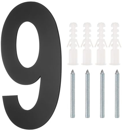 sourcing map 10 Inch Floating House Number, Stainless Steel Metal Modern House Number for Outside Address Sign for House with Nail Kit for Mailbox Yard Home Front Door (Number 9, Matte Black)