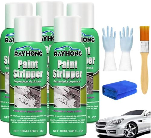 Rayhong Lot de 5 décapants de peinture avec pinceau, décapant de peinture Rayhong pour décapage de voiture et nettoyage de surfaces métalliques