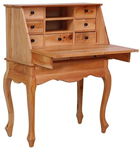 Juroupi Sekretär-Schreibtisch, 78 x 42 x 103 cm, massives Mahagoni-Holz, Schreibtisch, Computertisch, Bürotisch, Heimbüro, Arbeitszimmer, Computertisch