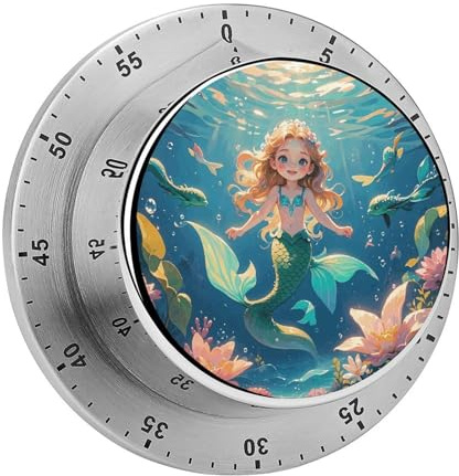Mermaid Kitchen Timer Egg Timer Kitchen Timers for Cooking Magnetic Timer Cooking Timer Gym Timer Cute Kitchen Timer,for Gym Teacher Study Exercise Baking