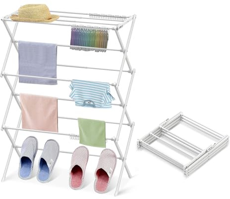 KeingGcopr 3-Tier Clothes Drying Rack Drying Rack Clothing Pure White-1pack