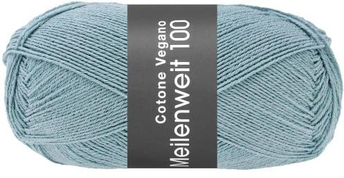 LANA GROSSA Meilenweit Cotone Vegano| Die Alternative ohne tierische Fasern | Handstrickgarn aus 76% Baumwolle, 14% Polyamid & 10% Polyester | 100g Wolle zum Stricken & Häkeln | 420m Garn FB28