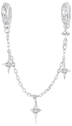 925 Sterling Silber Sicherheitskette für Pandora Armbänder, Sternenstrahl Stopper Silikonvers chluss Clip Charm