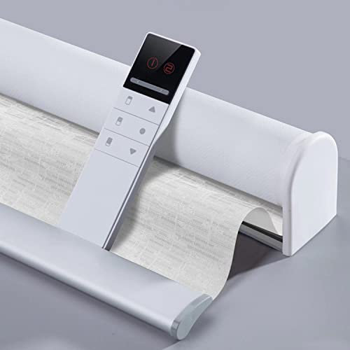 Motorized Blinds with Rechargeable Battery Full Blackout Thick Fabric Window Shades for Office and Home White 90x200cm