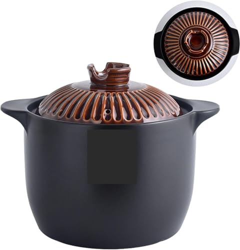 casseruola, Pentola in terracotta in stile, pentola rotonda in porcellana con coperchio e manico, casseruola in ceramica, pentola for zuppa for la cucina del ristorante di casa(3.5L)