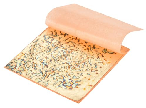 QUARKZMAN 25 Stück Blattgoldblätter 5,5 x 5,5 Imitationsgoldfolienblätter Buntbuch mit Muster für Basteln, Bilderrahmen, Nägel und DIY-Kunstdekoration, Gypsophila Gold
