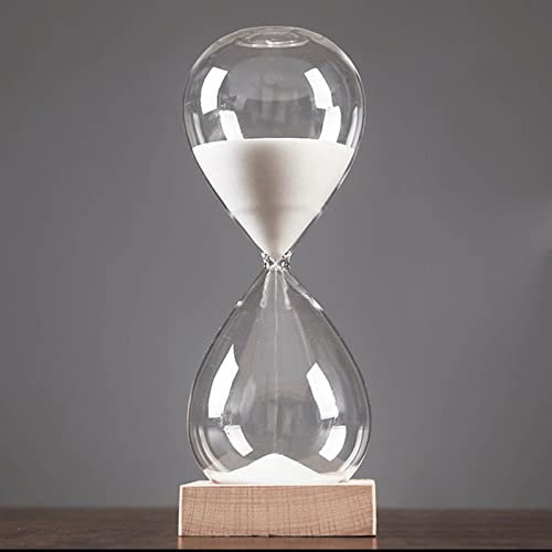 BDSHGRDH minuteur de Sable， Hourglass 10/30/60 Minutes Wood Sand Clock,Fashion Colorful Sand Glass Sandglass Hourglass Timer Clear Smooth Glass Measures,W(Wit,30 Minutes(20 * 8cm))