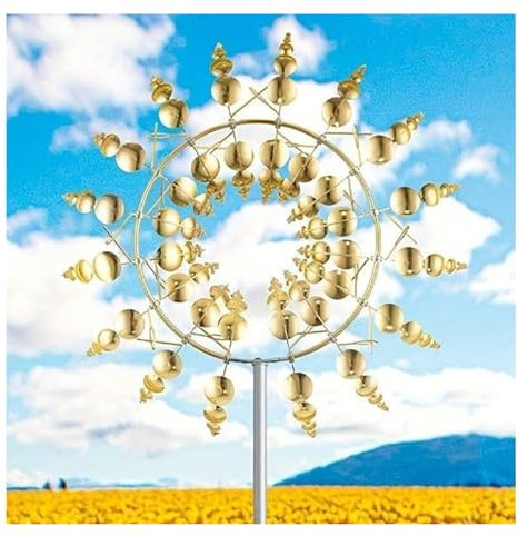 Carillón de viento cinético 3D con estaca de metal para jardín, escultura cinética de metal, atrapa el viento, molino de viento para patio y jardín