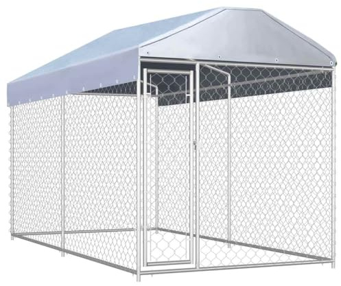 Chenil Extérieur avec Toit pour Chien, Chenil d'Extérieur Enclos Cage pour Chien Métal 382x192x225 cm