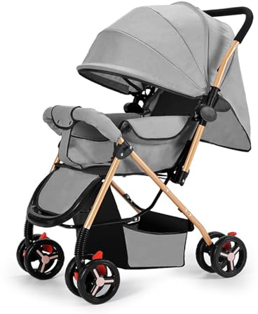 2-in-1 Kinderwagen KombiKinderwagen-Set 2-in-1 Buggy Faltbar Tragbarer Kinderwagen Zusammenklappbarer Kinderwagen Kinderwagen Travel System(Gray)