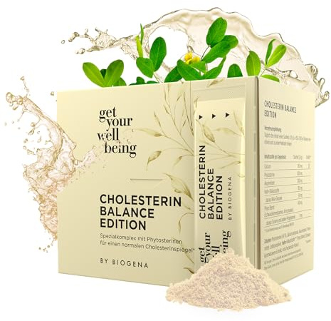 get your wellbeing by BIOGENA - Cholesterin Komplex vegan, 30 Sachets | Nahrungsergänzungsmittel mit Phytosterinen, Calcium, Ballaststoffen & Pflanzenextrakten, Unterstützt Cholesterinspiegel