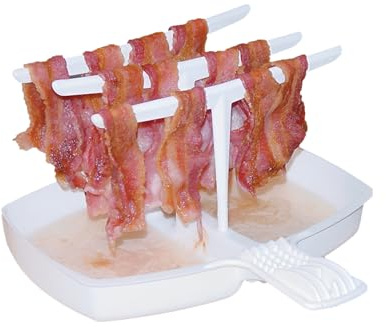 SYFUNLV Microwave Bacon Cooker Tray,Bacon Rack Bacon Crispe,Reusable Microwave Bacon Rack, Microwave Crispy Bacon Maker,Heat-Resistant BBQ Accessory,for Oven Cooking