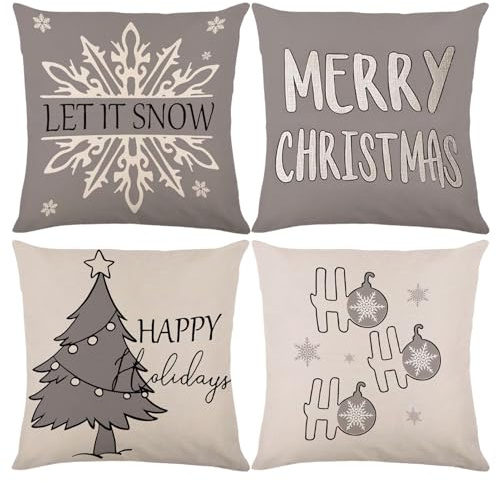 LOEPENLE Kissenbezug Weihnachten,4Pcs Weihnachten Dekokissen 45x45,Weihnachtskissenbezug,Dekorative Kissenhülle Winter,Kissenhüllen Weihnachte Zierkissenbezüge Kissenhüllen Weihnachtsserie