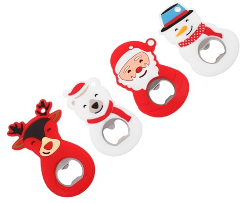 ROMISBABA 4 Pezzi Apribottiglie Per Feste Di Natale Adorabili Apribottiglie Dei Cartoni Animati Di Bottiglia Creativa Di Per Vacanze