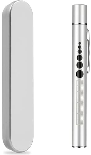 KEWAYO USB Rechargeable Pen Torch with Dual LED Light Source, Pocket Flashlight for Inspection, Outdoor & Emergency Use (Silver)