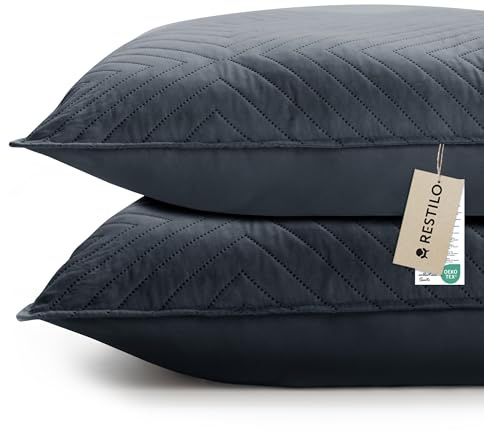 RESTILO Kissenbezug 50x70 cm 2er Set Anthrazit Kissenhülle Dekorative Sofakissen Dekokissen Zierkissenbezug Ultrasonic Steppung weich für Sofa deko ideal für Wohnzimmer Schlafzimmer Softa