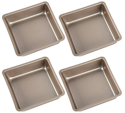 VERDANVERSE 4 Pièces Moule à Gâteau Carré Acier Antiadhésif Set pour Cheesecake Brownies et Mini Lasagnes Cuisson Uniforme pour Four et Friteuse Air Fryer