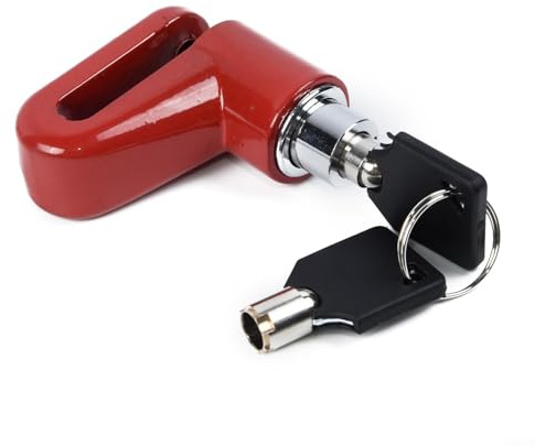 Gdfnmogo Verrou de frein à disque pour scooter électrique, antivol avec verrouillage de 7 mm de largeur, compatible avec vélo, moto et scooter électrique (rouge)