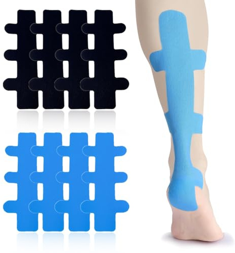 THQAE 8 Pcs strapping cheville, bandes de kinésiologie pour tendon d'Achille, Doux pour la peau avec un confort de port parfait, Imperméable et élastique, Pour prévenir les tensions musculaires