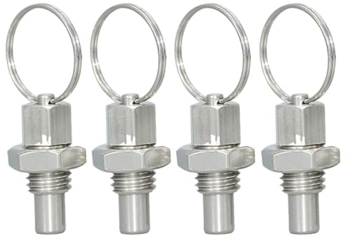 Alipis Perni a Molla con Anello di Trazione in Acciaio Inossidabile Set da 4 Pezzi Perno di Bloccaggio Resistente alla Corrosione Accessori Meccanici Durevoli per Applicazioni