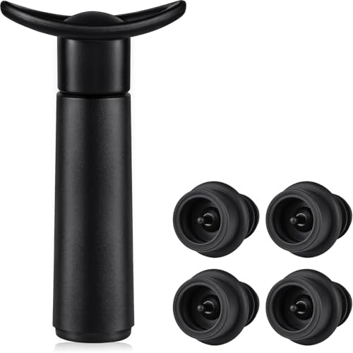 SOGCASE Wine Saver Vacuum Pump with Stoppers, Wine Stopper & Preserver, Reusable Bottle Sealer | Airtight Seal | Keep Wine Fresh Longer (1 Pump + 4 Stoppers）