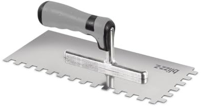 blizz-z Profi Zahnkelle mit Softgriff - Zahnung 6 x 6 mm - 1 Stück | Blattlänge 280 mm, Blattbreite 130 mm - aus Edelstahl rostfrei - zum hohlraumfreien Verlegen - Made in Germany