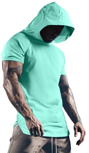 Traje deportivo de baloncesto de manga corta con capucha dividida para hombre, para calentar, disparar, que absorbe el sudor, de secado rápido, para estudiantes universitarios, a la moda (Green, XXL)