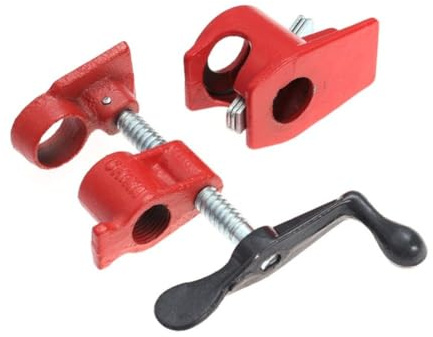 Auratrove Heavy Duty 3/4 Inch Pipe Clamp for Woodworking, Metal and Plastic Projects, High-Temperature Forged Furniture Making Tool, Red