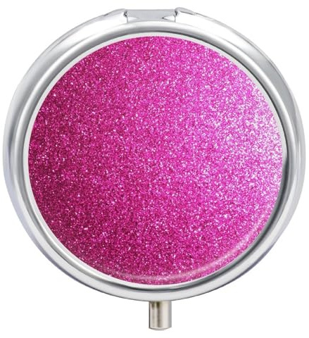 Pilulier rond à paillettes dégradées, portable à 3 compartiments, exquis pilulier en métal avec fermeture à pression, boîte de rangement pour tablette, sac à main, poche, voyage et usage quotidien